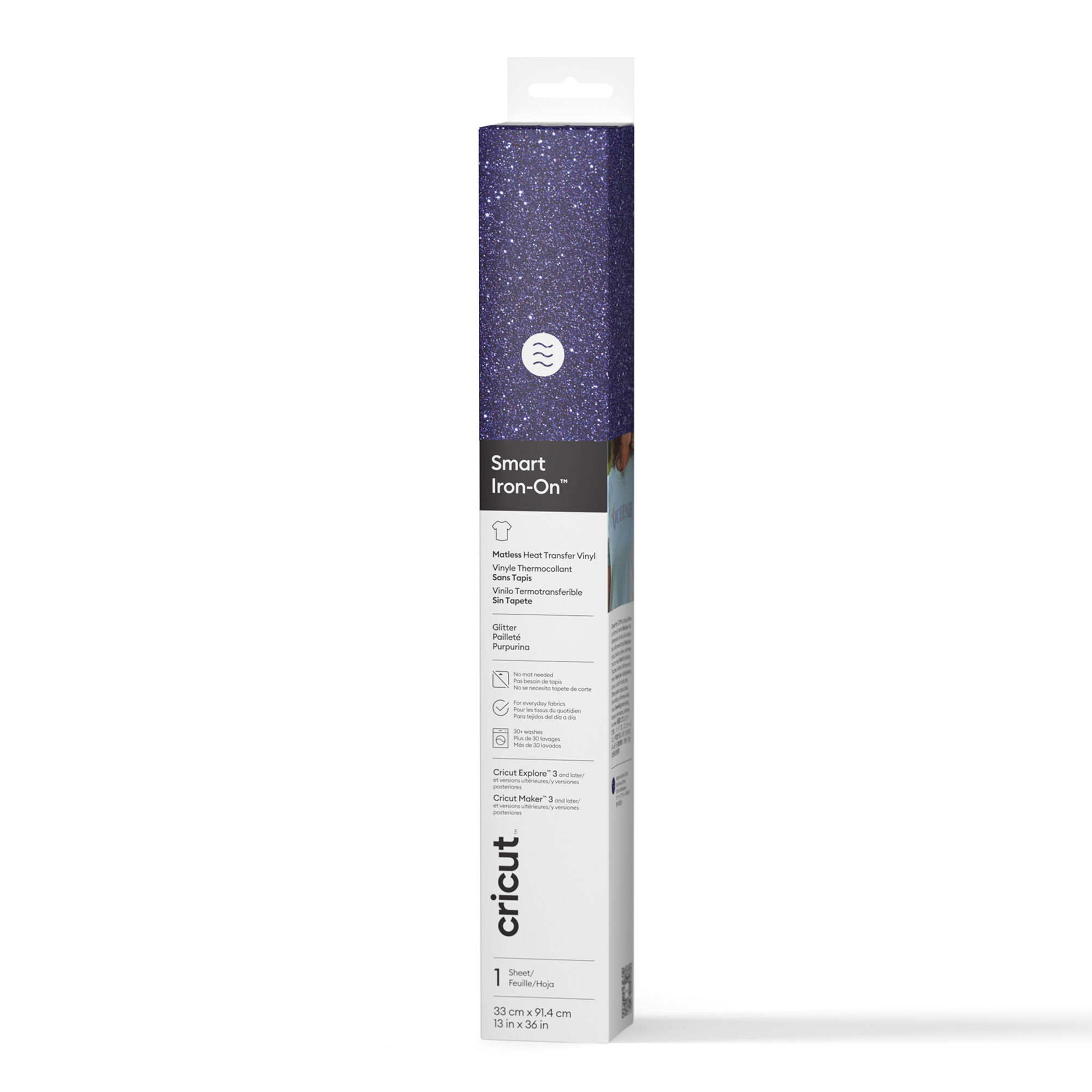 Smart Iron-On™ Glitzer – Bügelfolie Ohne Schneidematte, Saphirblau (33 X 91,4 Cm / 13 X 36 Zoll) | Sapphire Blue
